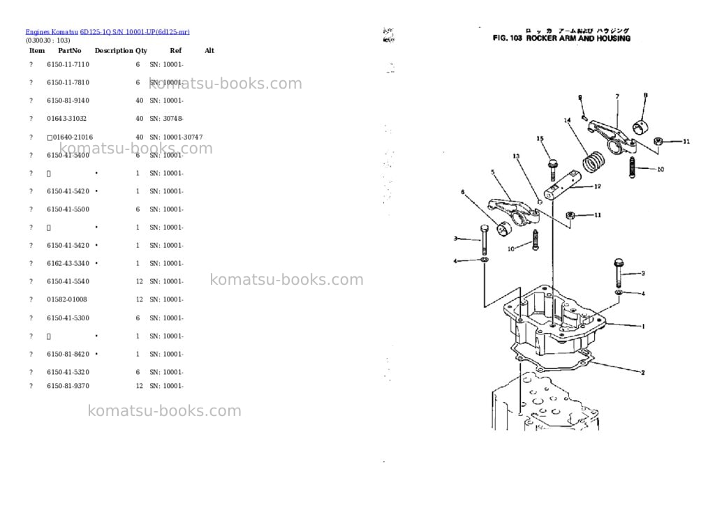 Komatsu 6d125-1q s/n 10001-up Parts catalog cover Page 2 Komatsu 6d125-1q s/n 10001-up Parts catalog cover Page 2