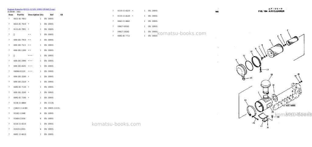 Komatsu 6d125-1q s/n 10001-up Parts catalog cover Page 7 Komatsu 6d125-1q s/n 10001-up Parts catalog cover Page 7