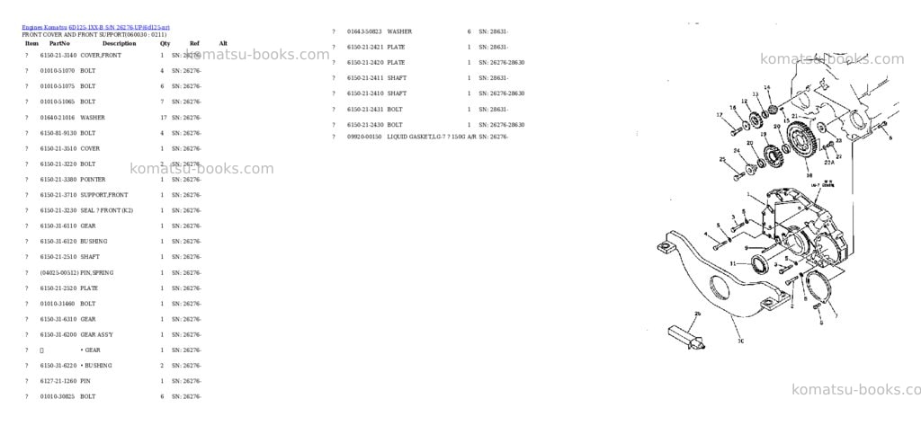 Komatsu 6d125-1xx-b s/n 26276-up Parts catalog cover Page 10