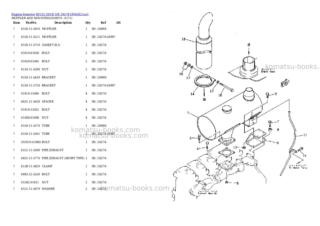 Komatsu 6d125-1xx-b s/n 26276-up Parts catalog cover Page 6