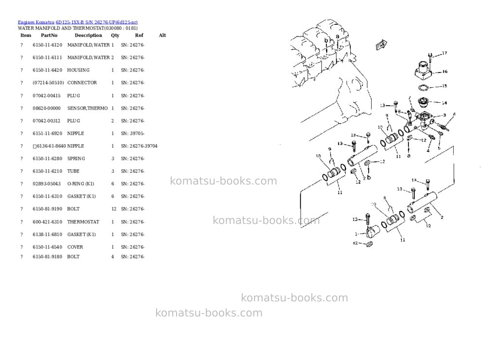 Komatsu 6d125-1xx-b s/n 26276-up Parts catalog cover Page 7