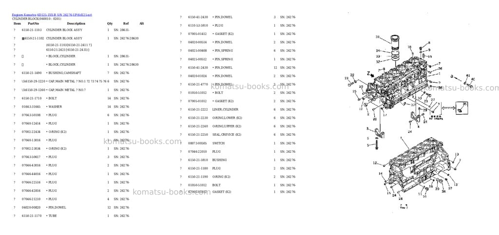 Komatsu 6d125-1xx-b s/n 26276-up Parts catalog cover Page 8