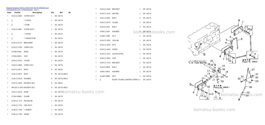 Komatsu 6d125-1xx-b s/n 26276-up Parts catalog cover Page 9