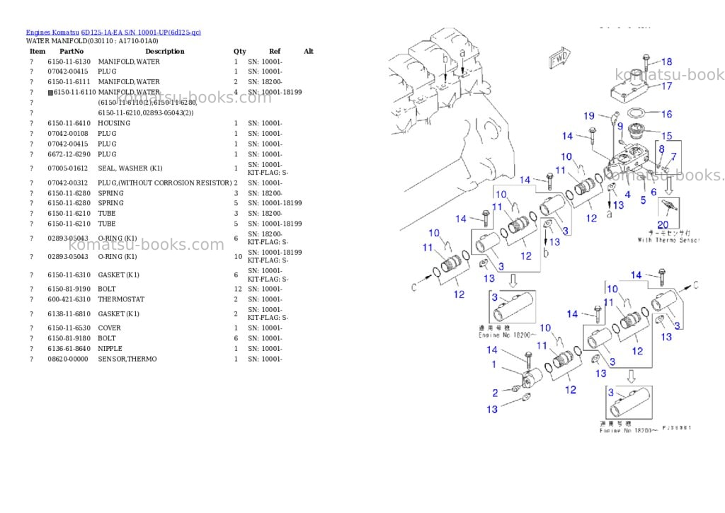 Komatsu 6D125-1A-EA S/N 10001-UP Parts catalog cover Page 10 Komatsu 6D125-1A-EA S/N 10001-UP Parts catalog cover Page 10