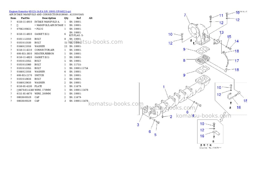 Komatsu 6D125-1A-EA S/N 10001-UP Parts catalog cover Page 3 Komatsu 6D125-1A-EA S/N 10001-UP Parts catalog cover Page 3