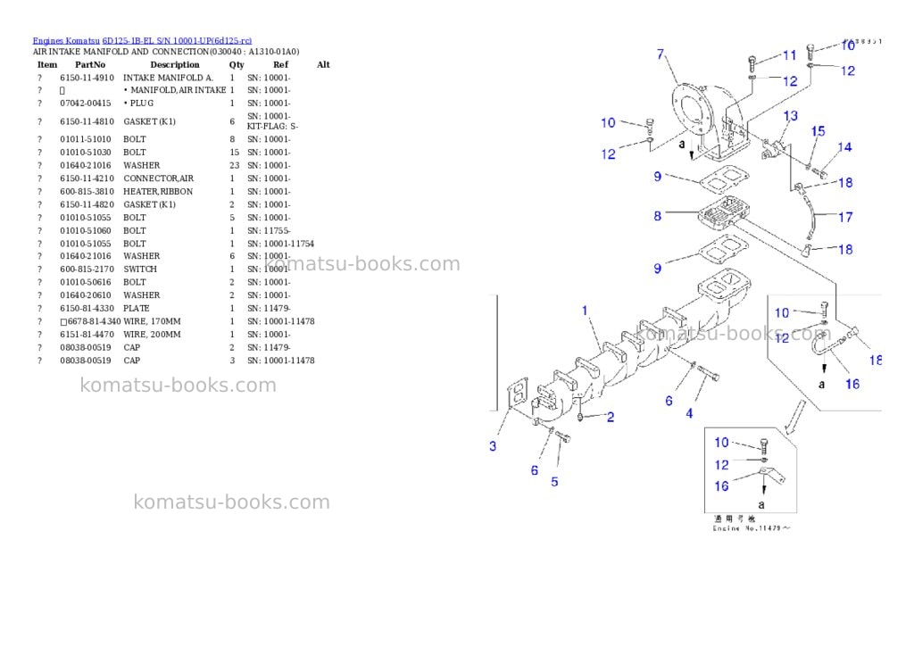 Komatsu 6d125-1b-el s/n 10001-up Parts catalog cover Page 3 Komatsu 6d125-1b-el s/n 10001-up Parts catalog cover Page 3