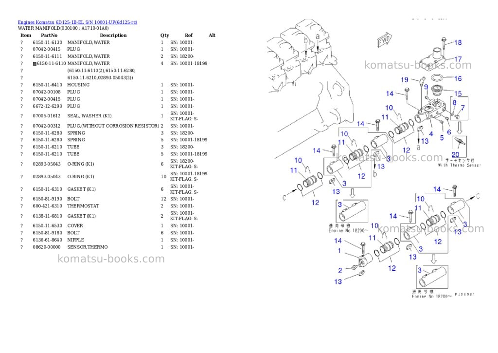 Komatsu 6d125-1b-el s/n 10001-up Parts catalog cover Page 9 Komatsu 6d125-1b-el s/n 10001-up Parts catalog cover Page 9