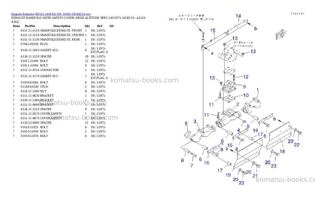Komatsu 6d125-1am-ea s/n 10001-up Parts catalog cover Page 10 Komatsu 6d125-1am-ea s/n 10001-up Parts catalog cover Page 10