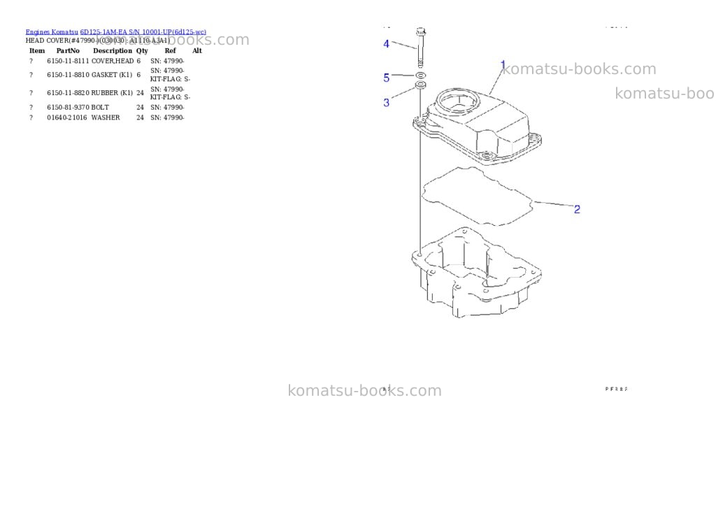 Komatsu 6d125-1am-ea s/n 10001-up Parts catalog cover Page 2 Komatsu 6d125-1am-ea s/n 10001-up Parts catalog cover Page 2