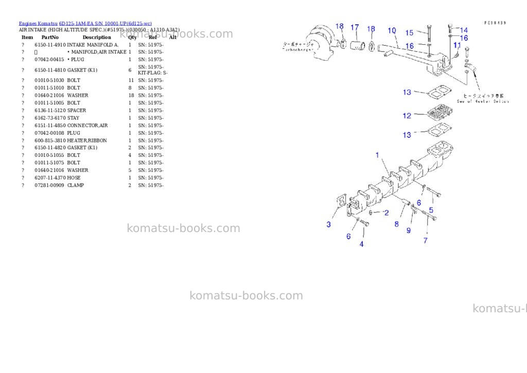 Komatsu 6d125-1am-ea s/n 10001-up Parts catalog cover Page 4 Komatsu 6d125-1am-ea s/n 10001-up Parts catalog cover Page 4