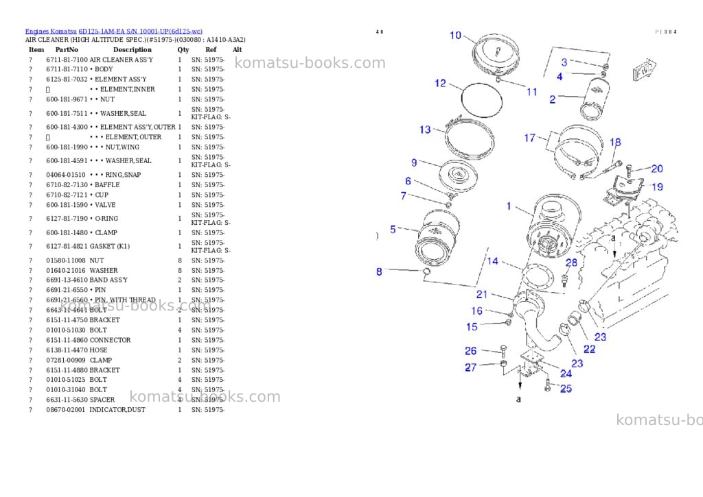 Komatsu 6d125-1am-ea s/n 10001-up Parts catalog cover Page 7 Komatsu 6d125-1am-ea s/n 10001-up Parts catalog cover Page 7