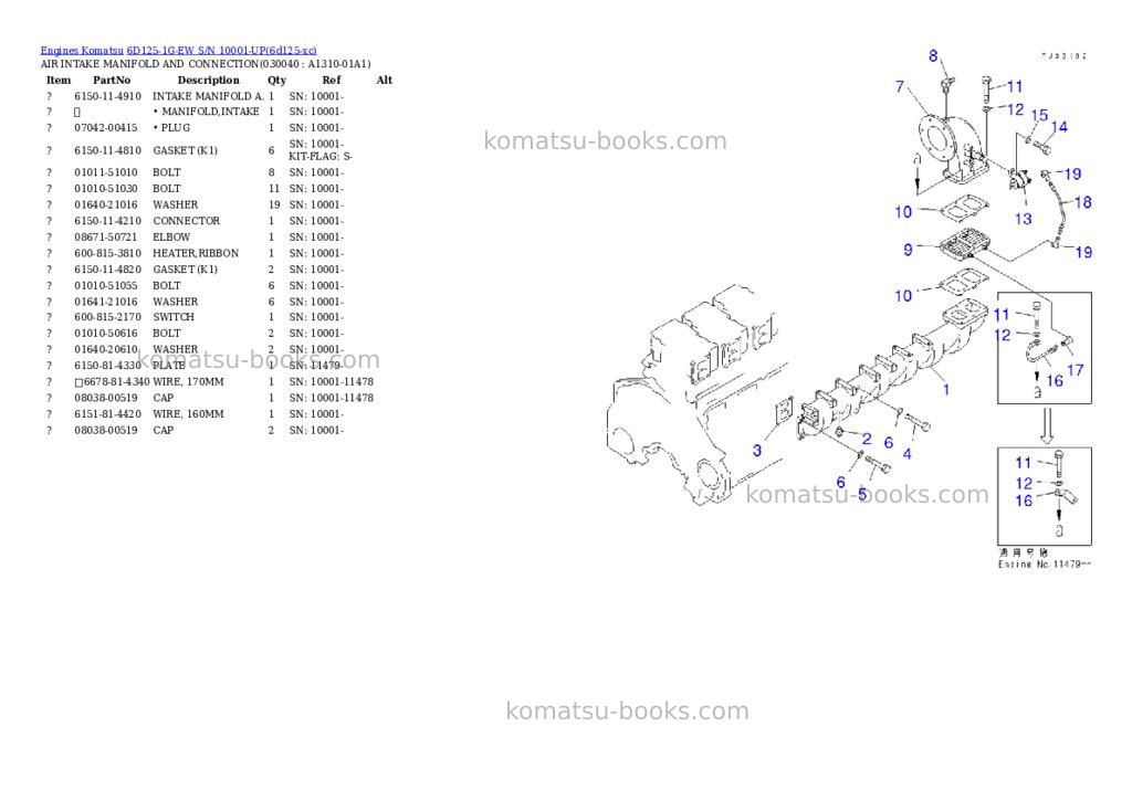 Komatsu 6D125-1G-EW S/N 10001-UP Parts catalog cover Page 3