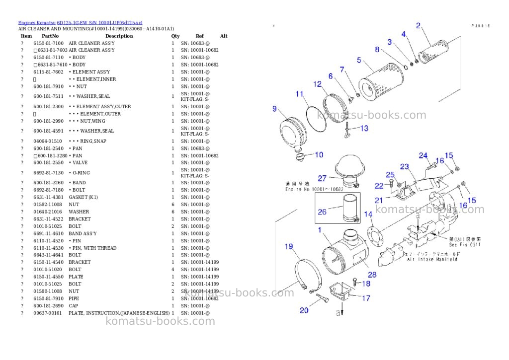 Komatsu 6D125-1G-EW S/N 10001-UP Parts catalog cover Page 5