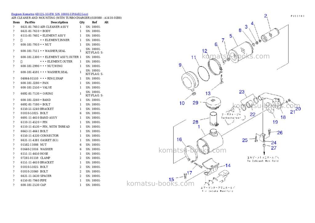 Komatsu 6D125-1G-EW S/N 10001-UP Parts catalog cover Page 7