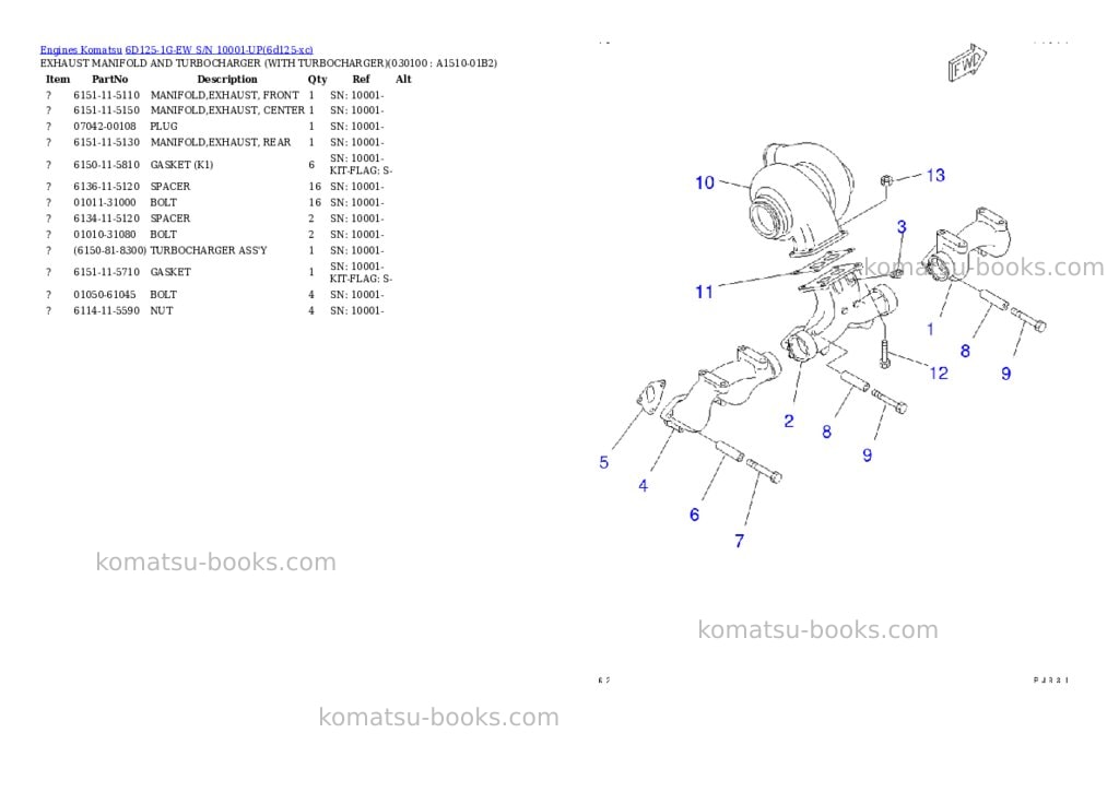 Komatsu 6D125-1G-EW S/N 10001-UP Parts catalog cover Page 9