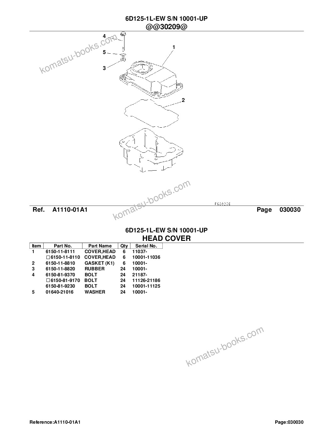 Komatsu 6d125-1l-ew s/n 10001-up Parts catalog cover Page 8 Komatsu 6d125-1l-ew s/n 10001-up Parts catalog cover Page 8