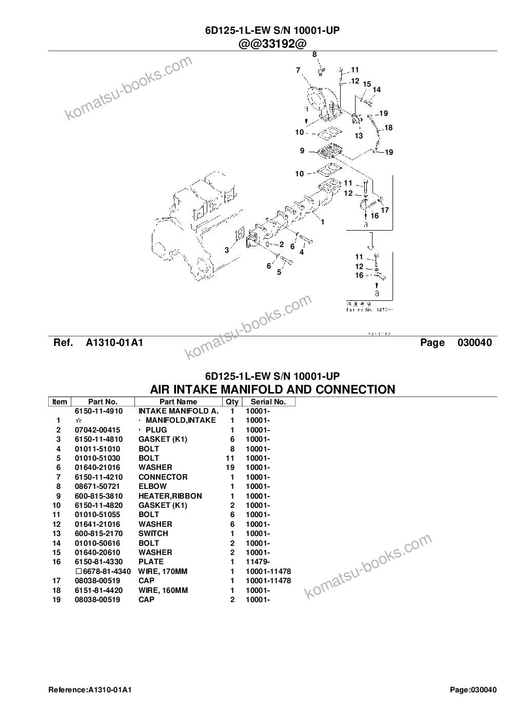 Komatsu 6d125-1l-ew s/n 10001-up Parts catalog cover Page 9 Komatsu 6d125-1l-ew s/n 10001-up Parts catalog cover Page 9