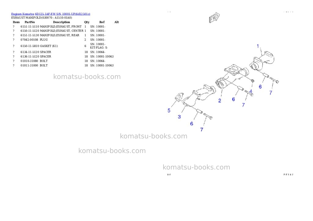 Komatsu 6d125-1af-ew s/n 10001-up Parts catalog cover Page 6 Komatsu 6d125-1af-ew s/n 10001-up Parts catalog cover Page 6