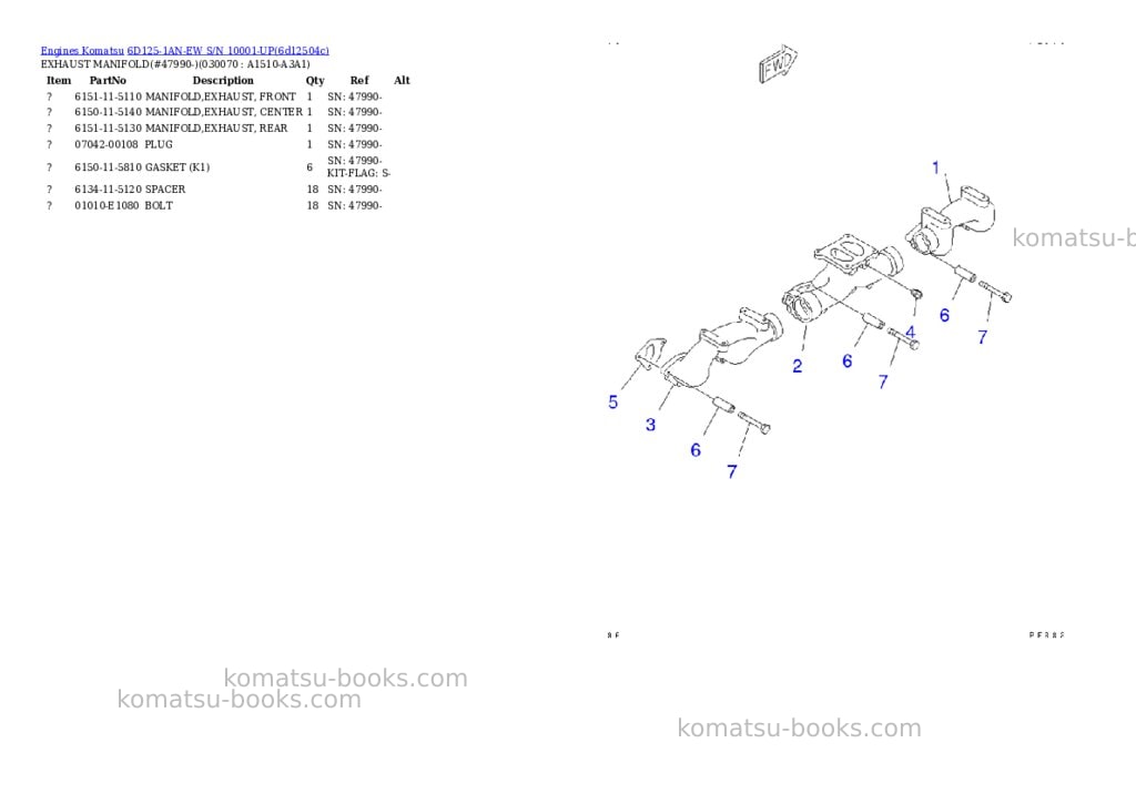 Komatsu 6d125-1an-ew s/n 10001-up Parts catalog cover Page 6 Komatsu 6d125-1an-ew s/n 10001-up Parts catalog cover Page 6