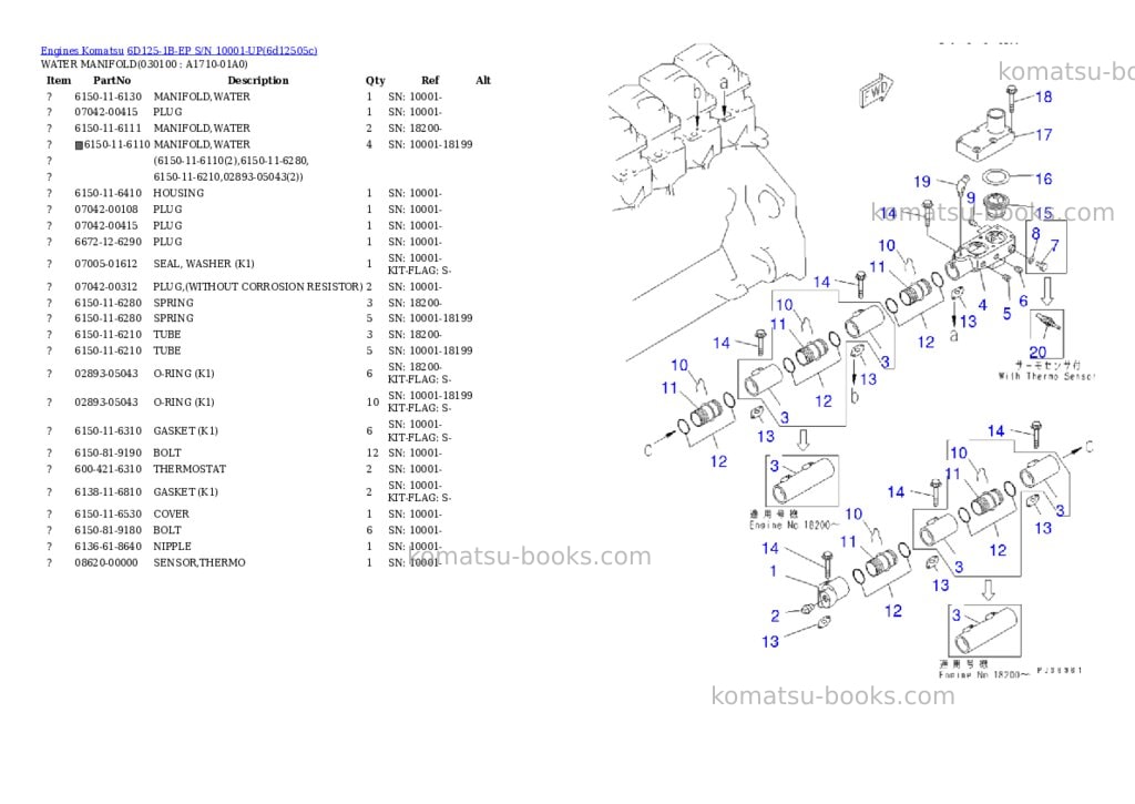Komatsu 6d125-1b-ep s/n 10001-up Parts catalog cover Komatsu 6d125-1b-ep s/n 10001-up Parts catalog cover