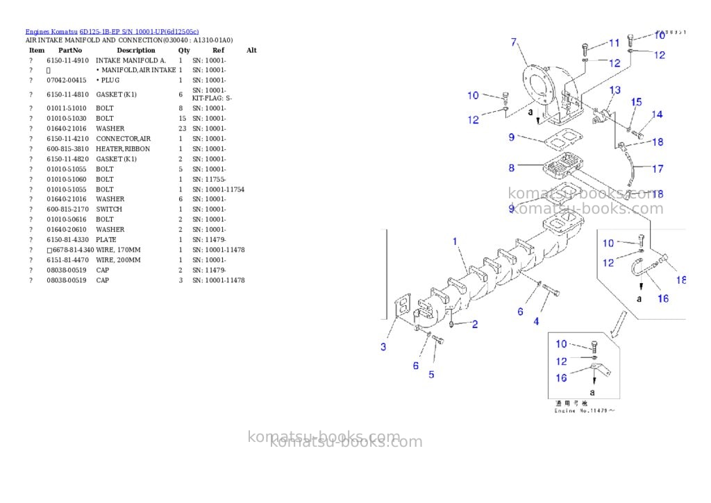 Komatsu 6d125-1b-ep s/n 10001-up Parts catalog cover Page 3 Komatsu 6d125-1b-ep s/n 10001-up Parts catalog cover Page 3
