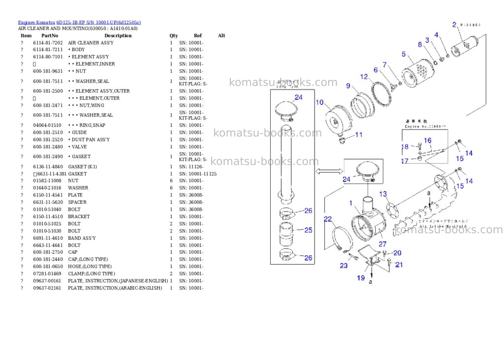 Komatsu 6d125-1b-ep s/n 10001-up Parts catalog cover Page 4 Komatsu 6d125-1b-ep s/n 10001-up Parts catalog cover Page 4