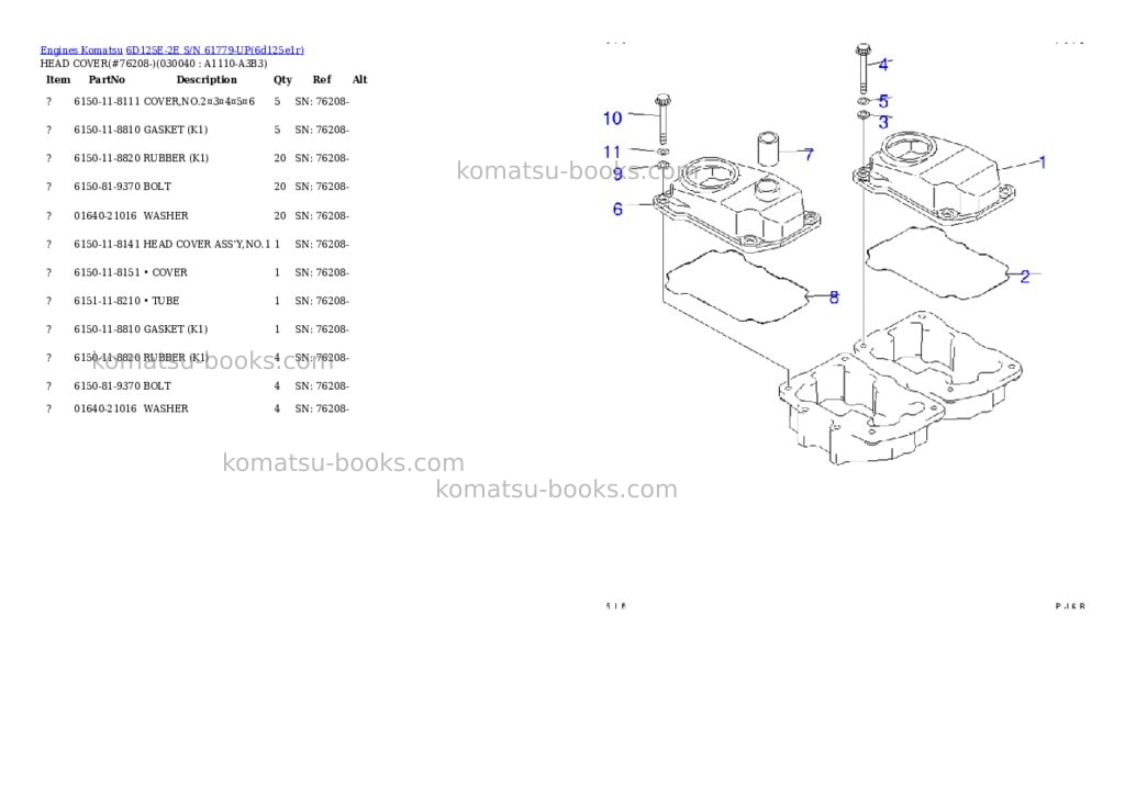 Komatsu 6d125e-2e s/n 61779-up Parts catalog cover Page 2