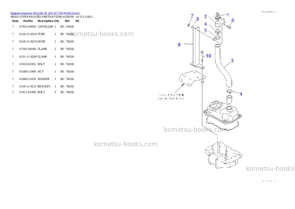 Komatsu 6d125e-2e s/n 61779-up Parts catalog cover Page 3