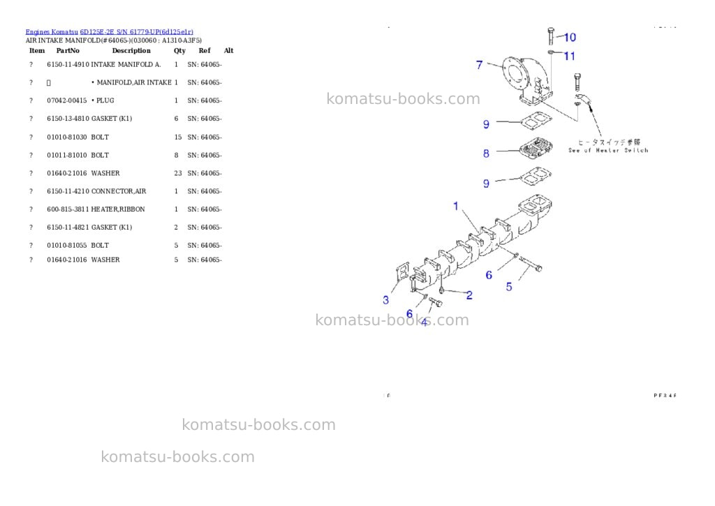 Komatsu 6d125e-2e s/n 61779-up Parts catalog cover Page 4