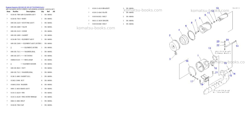 Komatsu 6d125e-2e s/n 61779-up Parts catalog cover Page 6