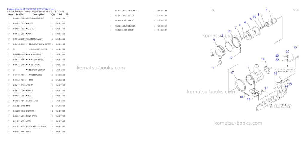 Komatsu 6d125e-2e s/n 61779-up Parts catalog cover Page 8