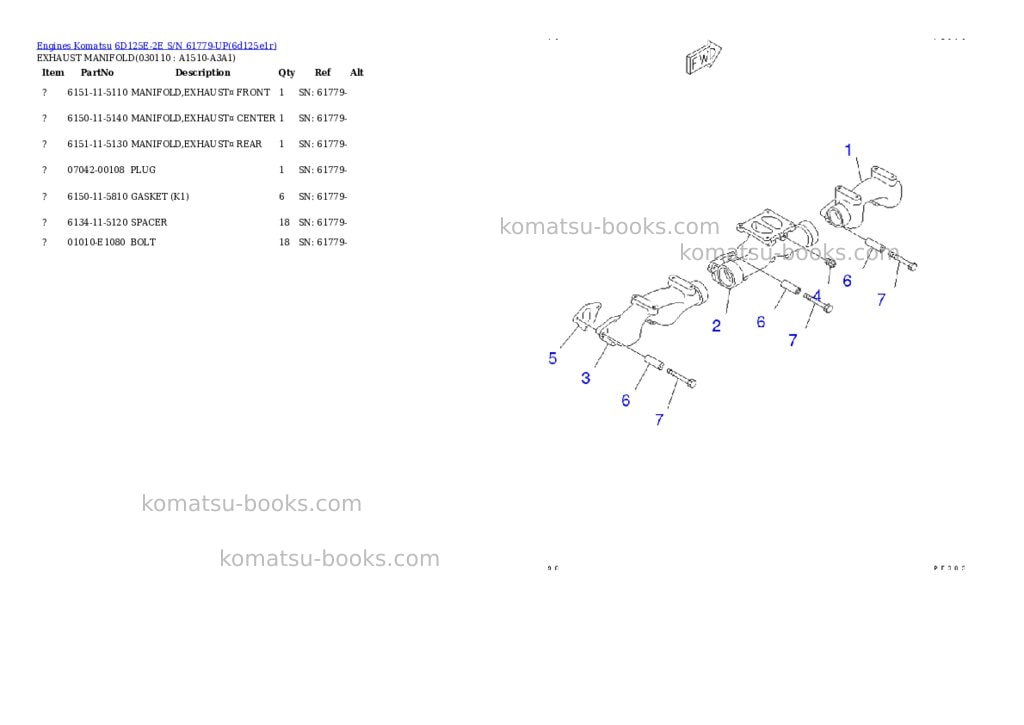 Komatsu 6d125e-2e s/n 61779-up Parts catalog cover Page 9