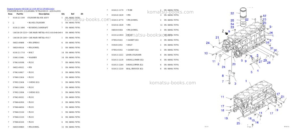 Komatsu 6d125e-2j-5 s/n 60721-up Parts catalog cover Page 10 Komatsu 6d125e-2j-5 s/n 60721-up Parts catalog cover Page 10