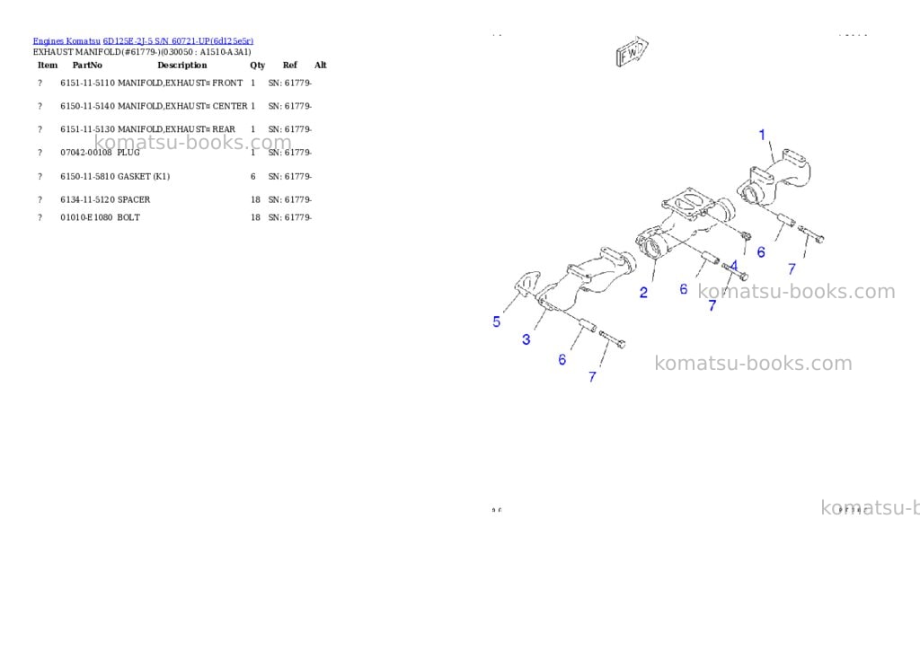 Komatsu 6d125e-2j-5 s/n 60721-up Parts catalog cover Page 4 Komatsu 6d125e-2j-5 s/n 60721-up Parts catalog cover Page 4