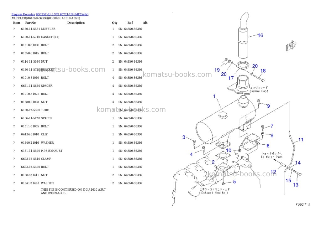 Komatsu 6d125e-2j-5 s/n 60721-up Parts catalog cover Page 5 Komatsu 6d125e-2j-5 s/n 60721-up Parts catalog cover Page 5
