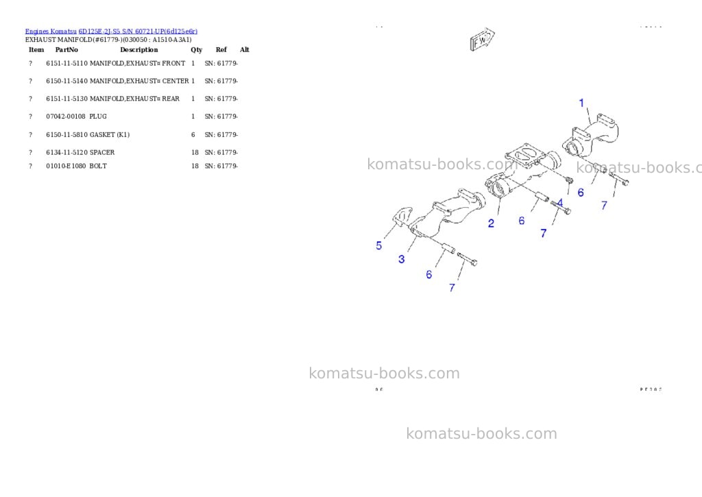 Komatsu 6d125e-2j-s5 s/n 60721-up Parts catalog cover Page 4 Komatsu 6d125e-2j-s5 s/n 60721-up Parts catalog cover Page 4