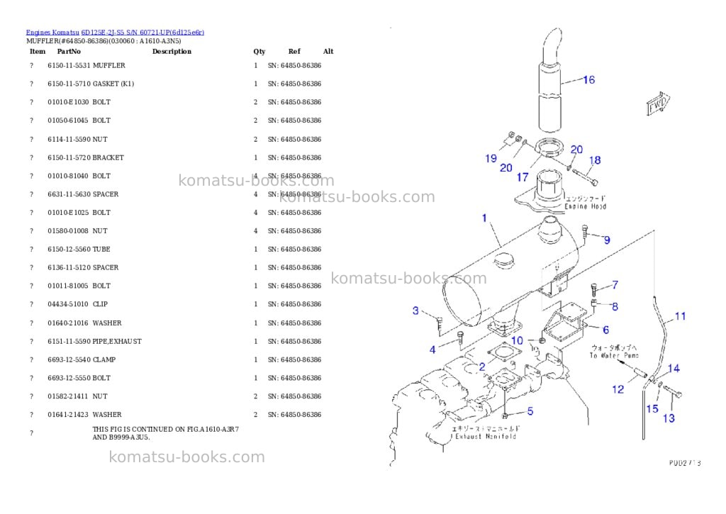 Komatsu 6d125e-2j-s5 s/n 60721-up Parts catalog cover Page 5 Komatsu 6d125e-2j-s5 s/n 60721-up Parts catalog cover Page 5