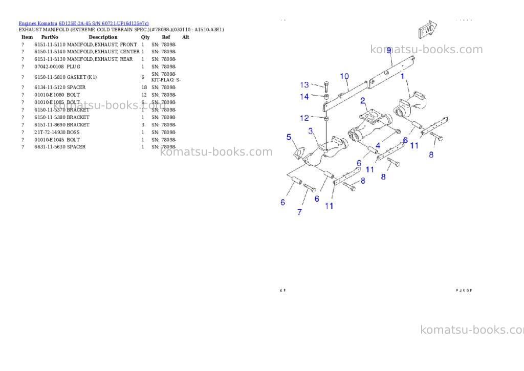 Komatsu 6d125e-2a-45 s/n 60721-up Parts catalog cover Page 10 Komatsu 6d125e-2a-45 s/n 60721-up Parts catalog cover Page 10