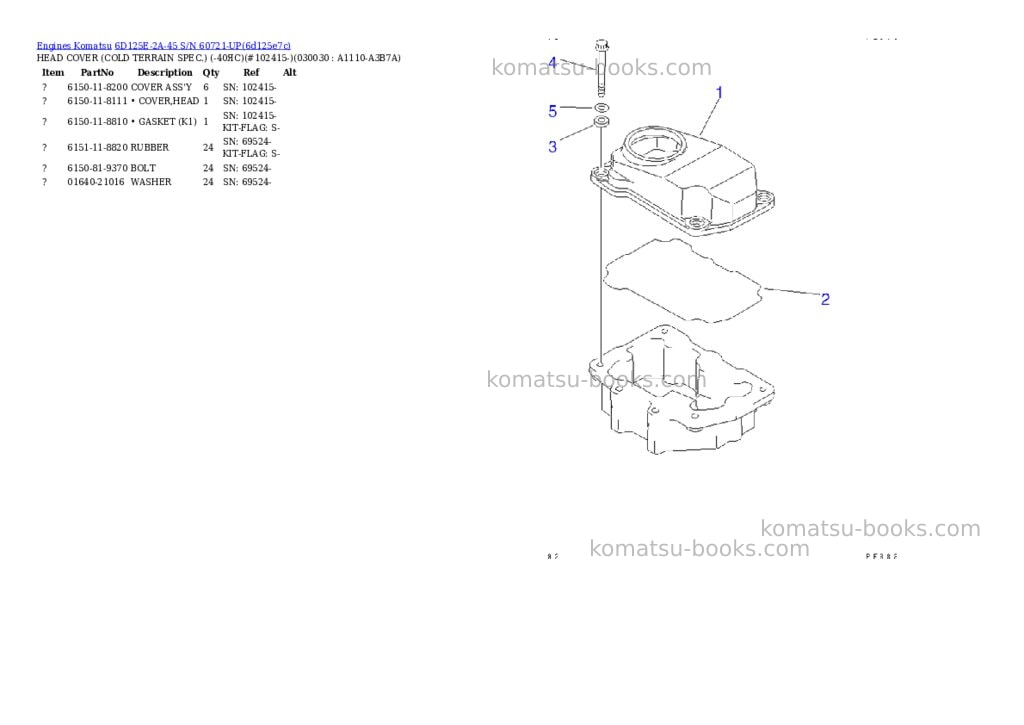 Komatsu 6d125e-2a-45 s/n 60721-up Parts catalog cover Page 2 Komatsu 6d125e-2a-45 s/n 60721-up Parts catalog cover Page 2