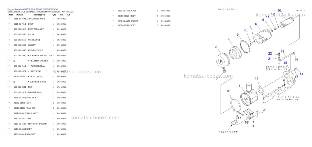 Komatsu 6d125e-2f-5 s/n 60721-up Parts catalog cover Page 6 Komatsu 6d125e-2f-5 s/n 60721-up Parts catalog cover Page 6