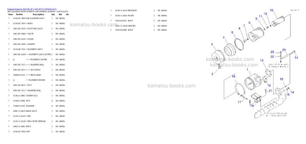 Komatsu 6d125e-2f-5 s/n 60721-up Parts catalog cover Page 7 Komatsu 6d125e-2f-5 s/n 60721-up Parts catalog cover Page 7