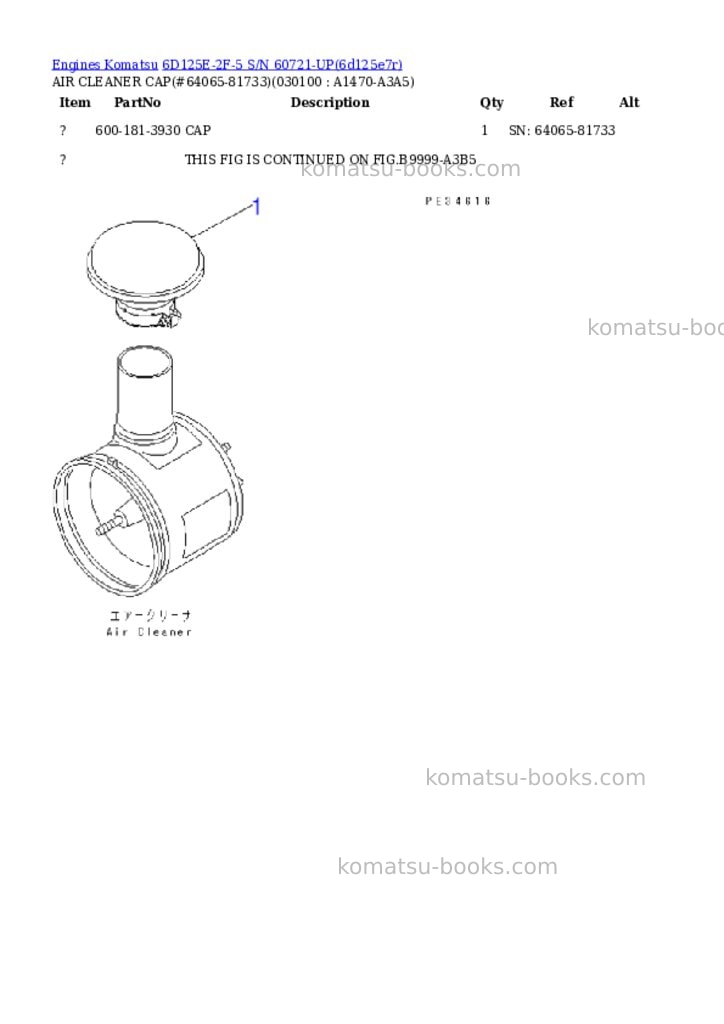 Komatsu 6d125e-2f-5 s/n 60721-up Parts catalog cover Page 8 Komatsu 6d125e-2f-5 s/n 60721-up Parts catalog cover Page 8