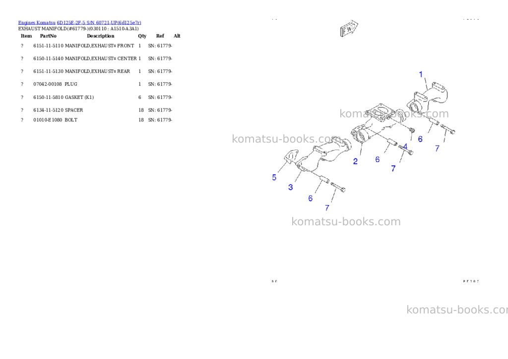 Komatsu 6d125e-2f-5 s/n 60721-up Parts catalog cover Page 9 Komatsu 6d125e-2f-5 s/n 60721-up Parts catalog cover Page 9
