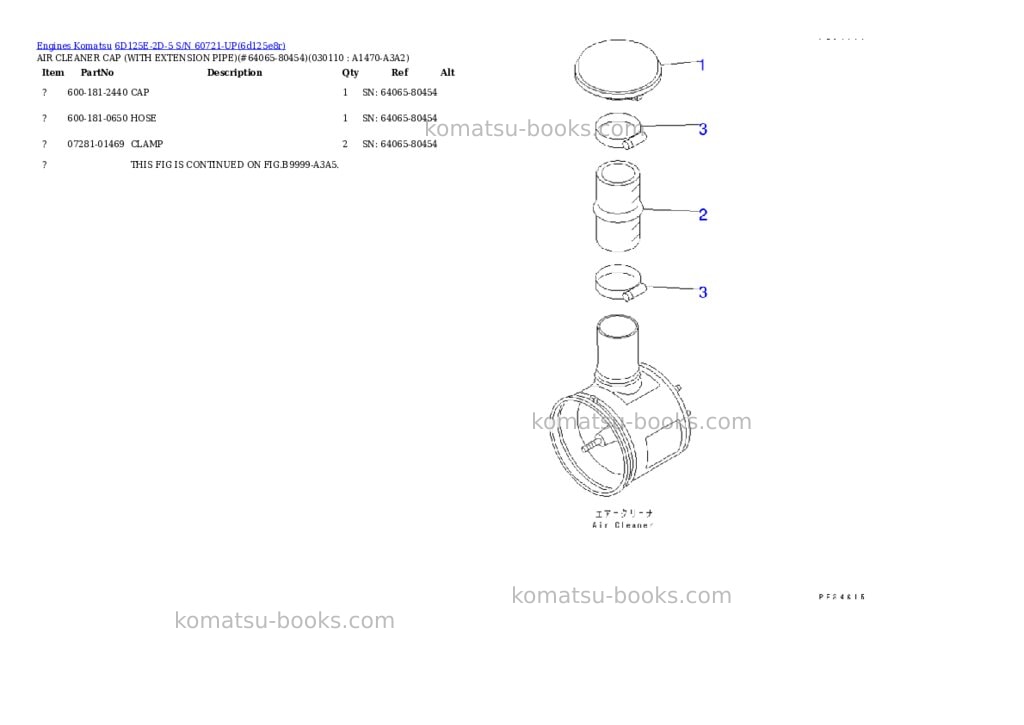 Komatsu 6D125E-2D-5 S/N 60721-UP Parts catalog cover Page 8 Komatsu 6D125E-2D-5 S/N 60721-UP Parts catalog cover Page 8