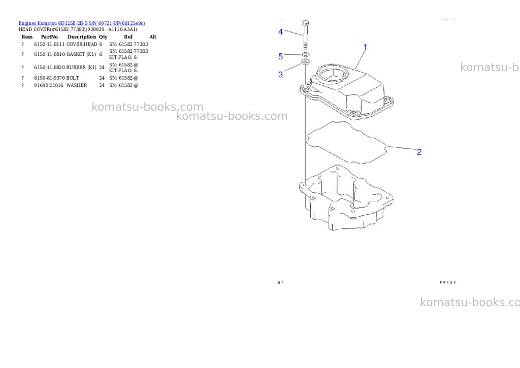 Komatsu 6d125e-2b-5 s/n 60721-up Parts catalog cover Page 2 Komatsu 6d125e-2b-5 s/n 60721-up Parts catalog cover Page 2