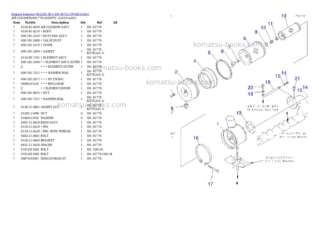 Komatsu 6d125e-2b-5 s/n 60721-up Parts catalog cover Page 6 Komatsu 6d125e-2b-5 s/n 60721-up Parts catalog cover Page 6