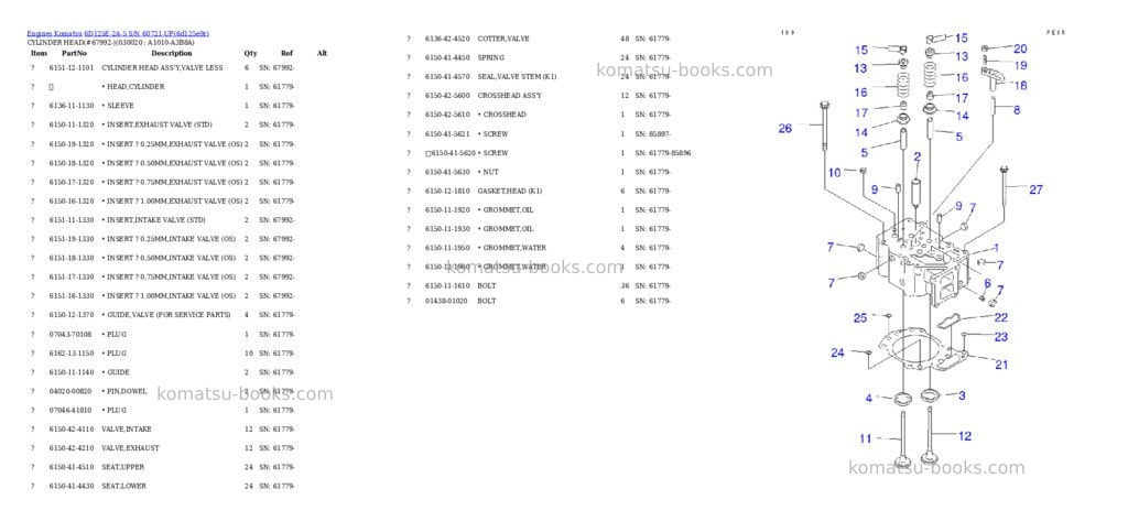 Komatsu 6D125E-2A-5 S/N 60721-UP Parts catalog cover Komatsu 6D125E-2A-5 S/N 60721-UP Parts catalog cover