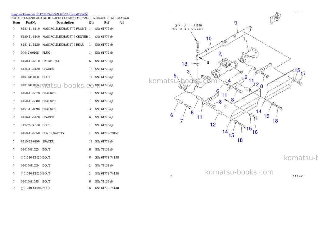 Komatsu 6D125E-2A-5 S/N 60721-UP Parts catalog cover Page 10 Komatsu 6D125E-2A-5 S/N 60721-UP Parts catalog cover Page 10