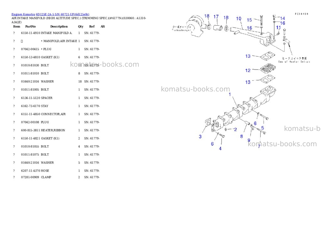 Komatsu 6D125E-2A-5 S/N 60721-UP Parts catalog cover Page 5 Komatsu 6D125E-2A-5 S/N 60721-UP Parts catalog cover Page 5