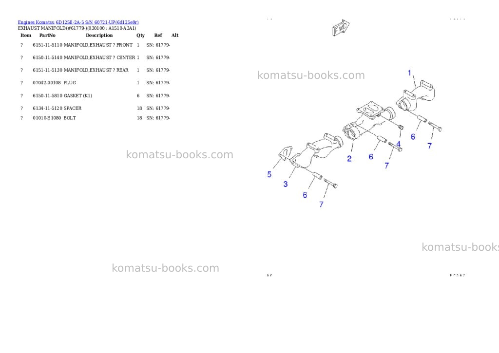 Komatsu 6D125E-2A-5 S/N 60721-UP Parts catalog cover Page 9 Komatsu 6D125E-2A-5 S/N 60721-UP Parts catalog cover Page 9
